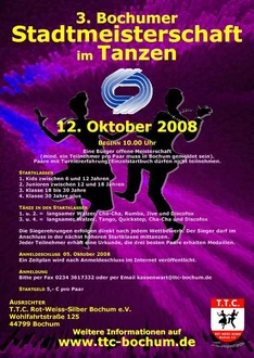 Plakat zur Stadtmeisterschaft im Tanzen