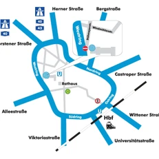 Anfahrtsskizze Geschäftsstelle Stadtsportbund Bochum e. V.