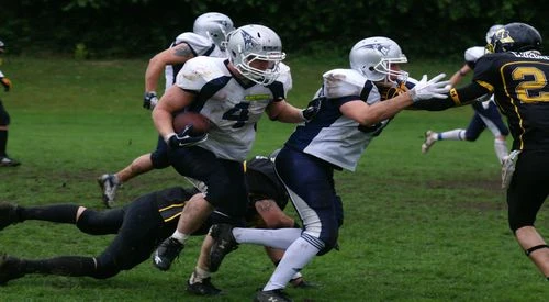 Dank guter Blocks gelangen Mike Barnstorf im Spiel gegen Düseldorf zwei Touchdowns.